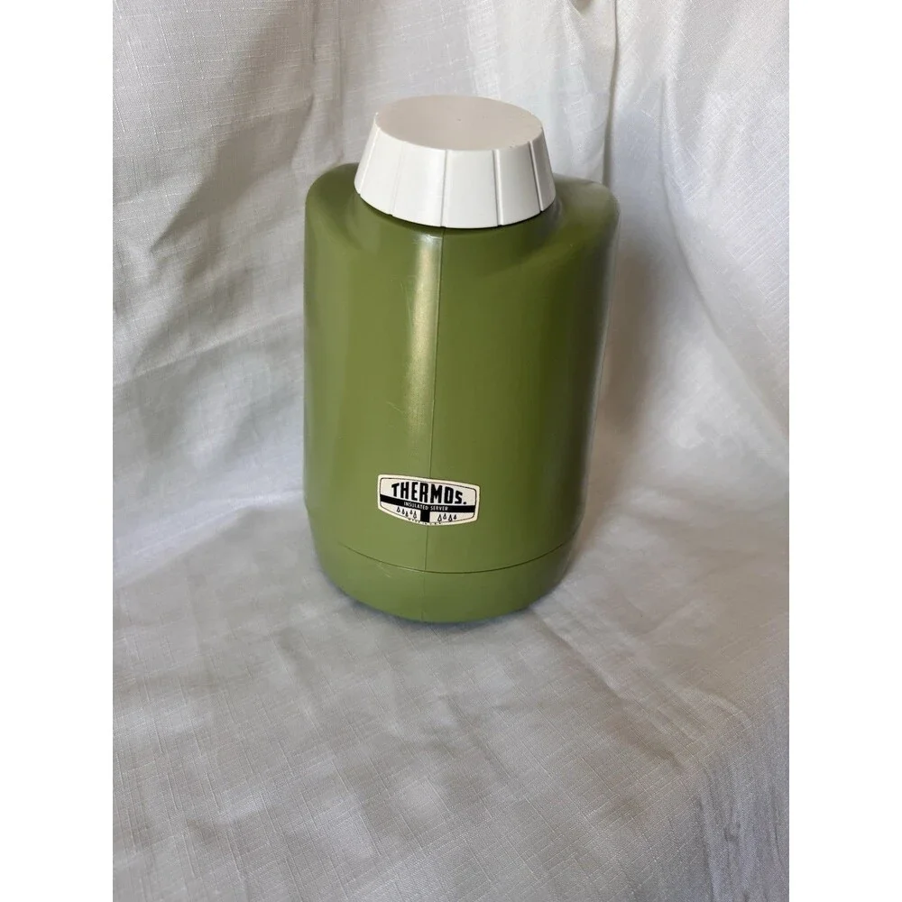 Thermos Brand Vintage 1970s Set Ice Bucket & Food Beverage Jug Avocado Green